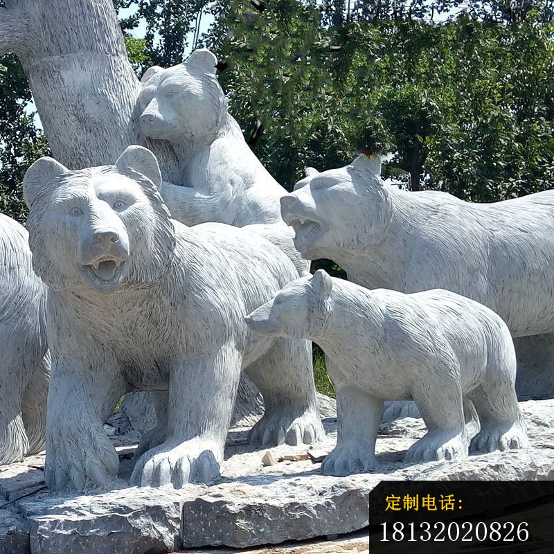 北极熊石雕 大理石动物雕塑_800*800