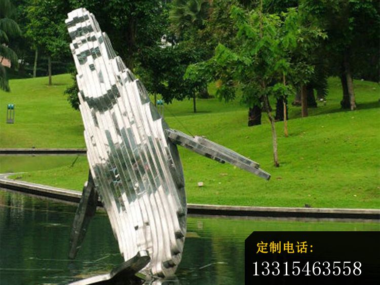 不锈钢抽象海豚   公园景观雕塑_750*562