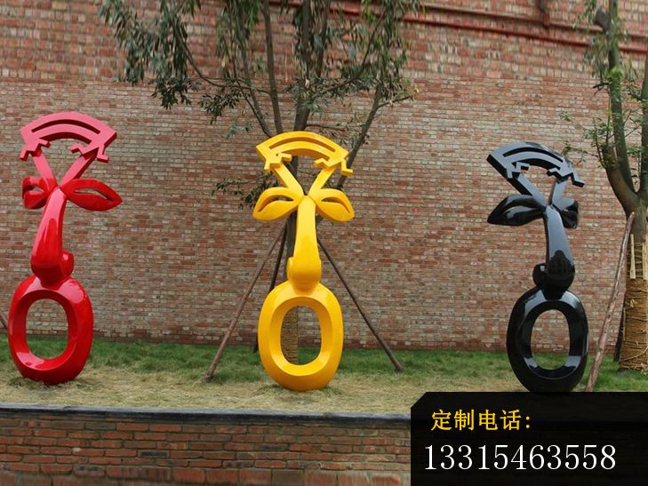 不锈钢抽象脸谱雕塑，公园景观摆件 (1)_729*547