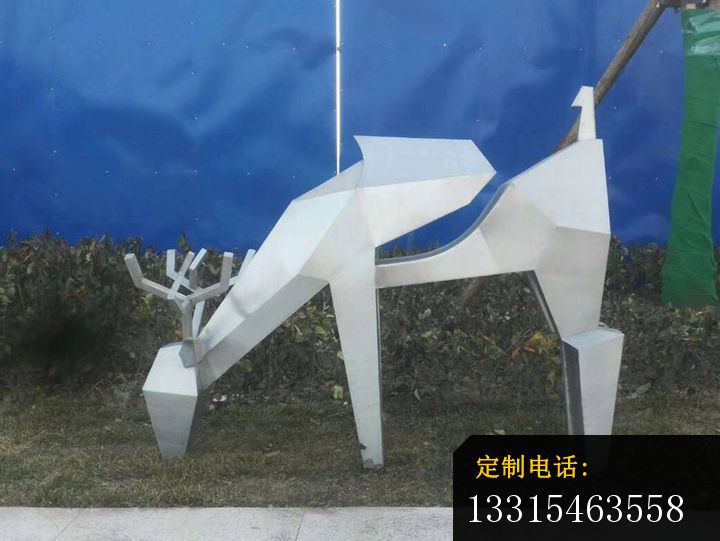 不锈钢不规则梅花鹿   公园动物雕塑 (1)_720*541