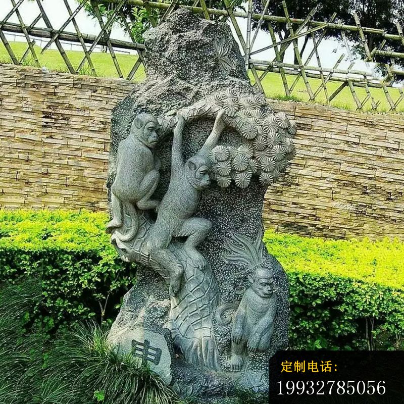 石雕猴子，青石动物雕塑_800*800