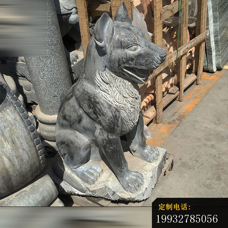 小狗石雕，青石动物雕塑 (2)_800*800