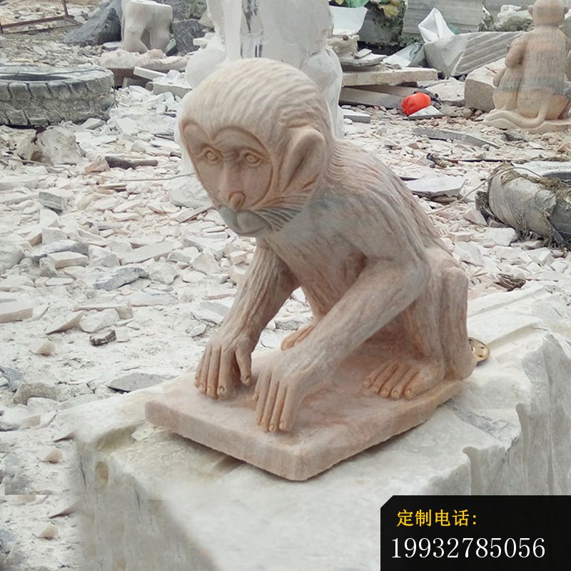 公园猴子石雕 晚霞红动物雕塑 (4)_800*800