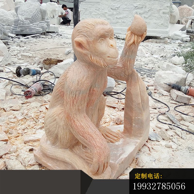 公园猴子石雕 晚霞红动物雕塑 (5)_800*800