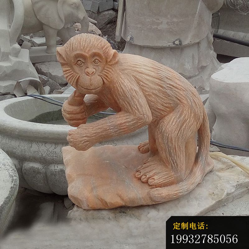 晚霞红猴子 公园动物石雕_800*800