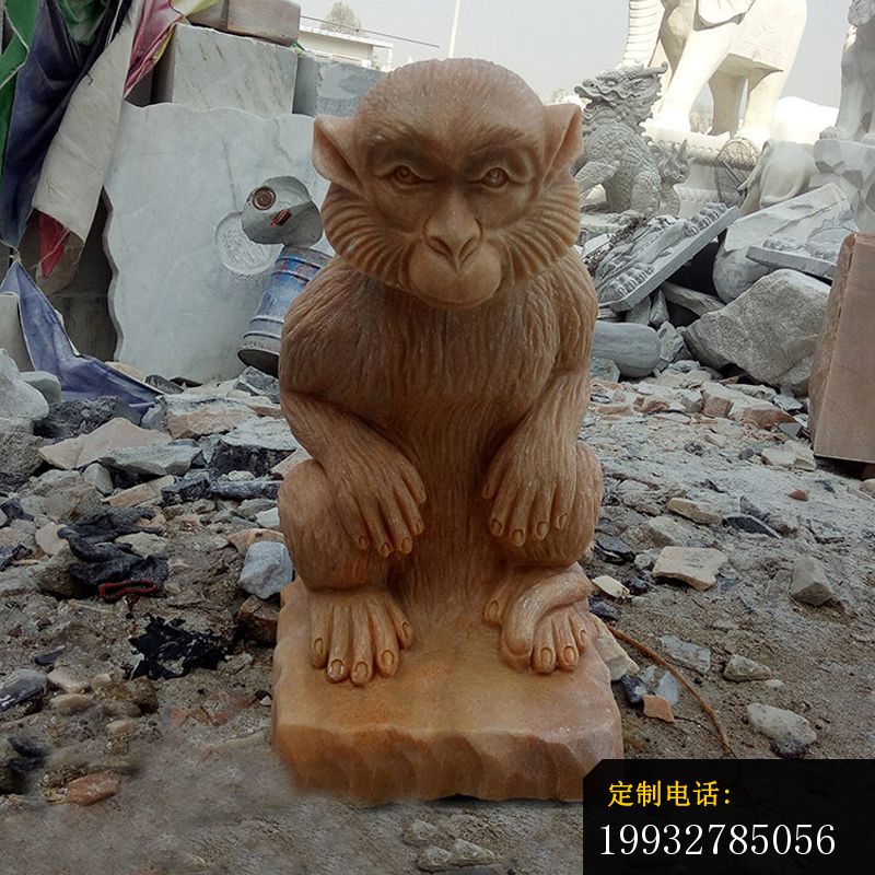 晚霞红猴子石雕 公园动物石雕_800*800