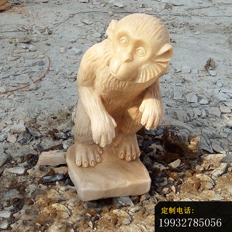 坐着的猴子石雕 晚霞红动物雕塑 (2)_800*800