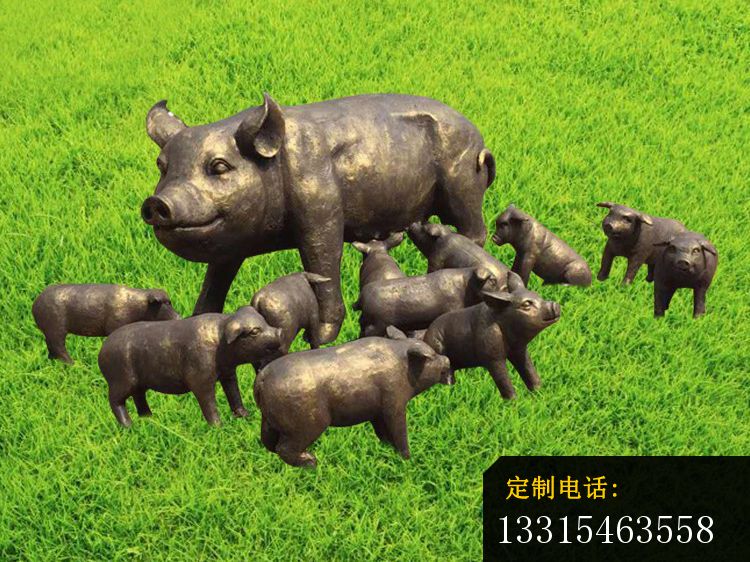 不锈钢草坪小猪  公园动物摆件_750*562
