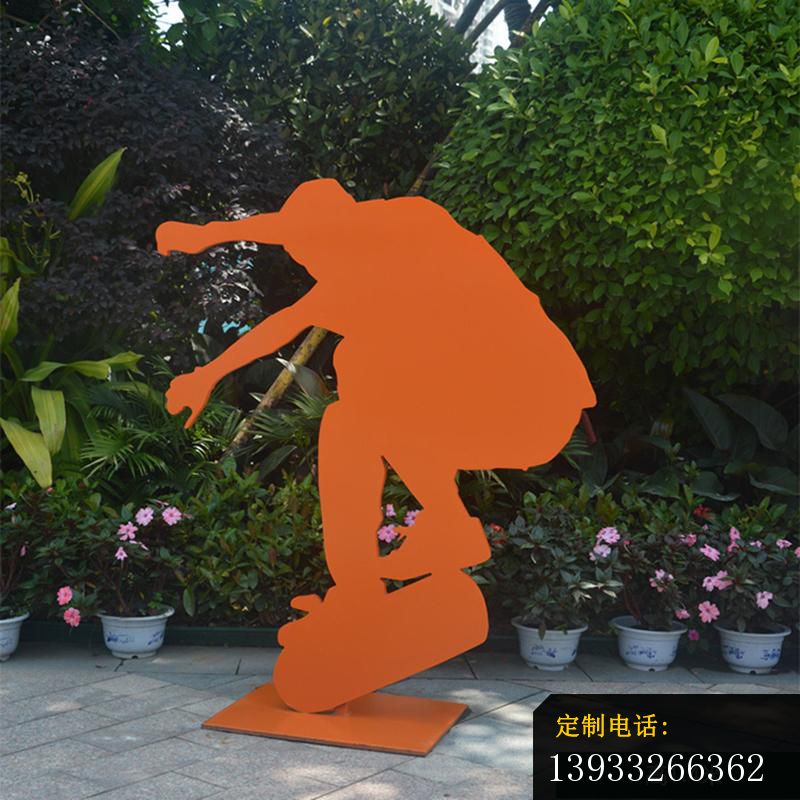 公园彩绘不锈钢剪纸滑板人物雕塑_800*800