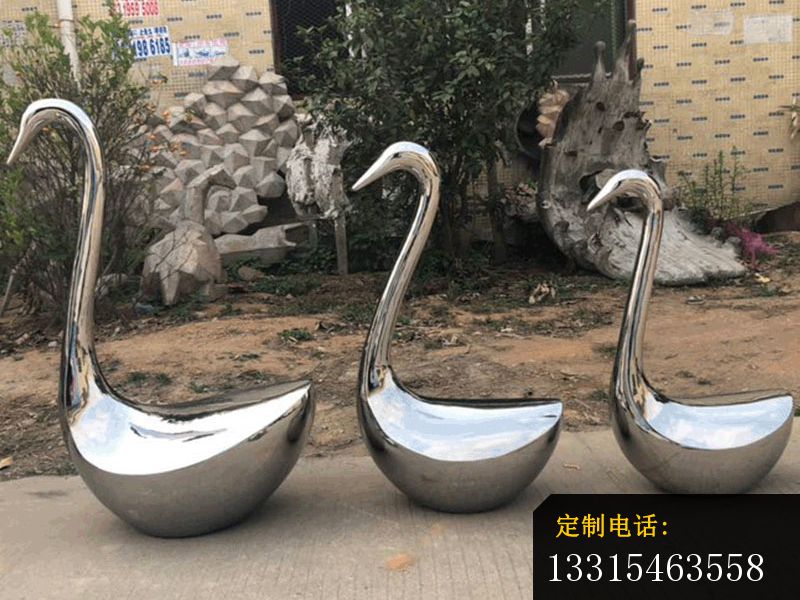 不锈钢抽象鹅坐凳雕塑，公园景观摆件_800*600