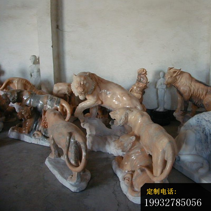 老虎石雕，晚霞红动物石雕（3)_800*800