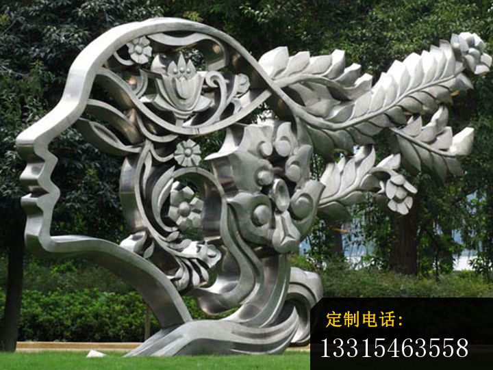 不锈钢抽象美女   广场景观雕塑_720*541