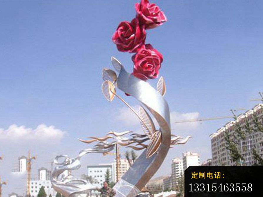 不锈钢抽象玫瑰花  景观雕塑_894*671