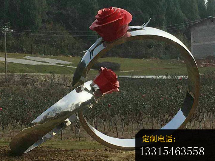 不锈钢婚戒雕塑，公园景观摆件_721*540