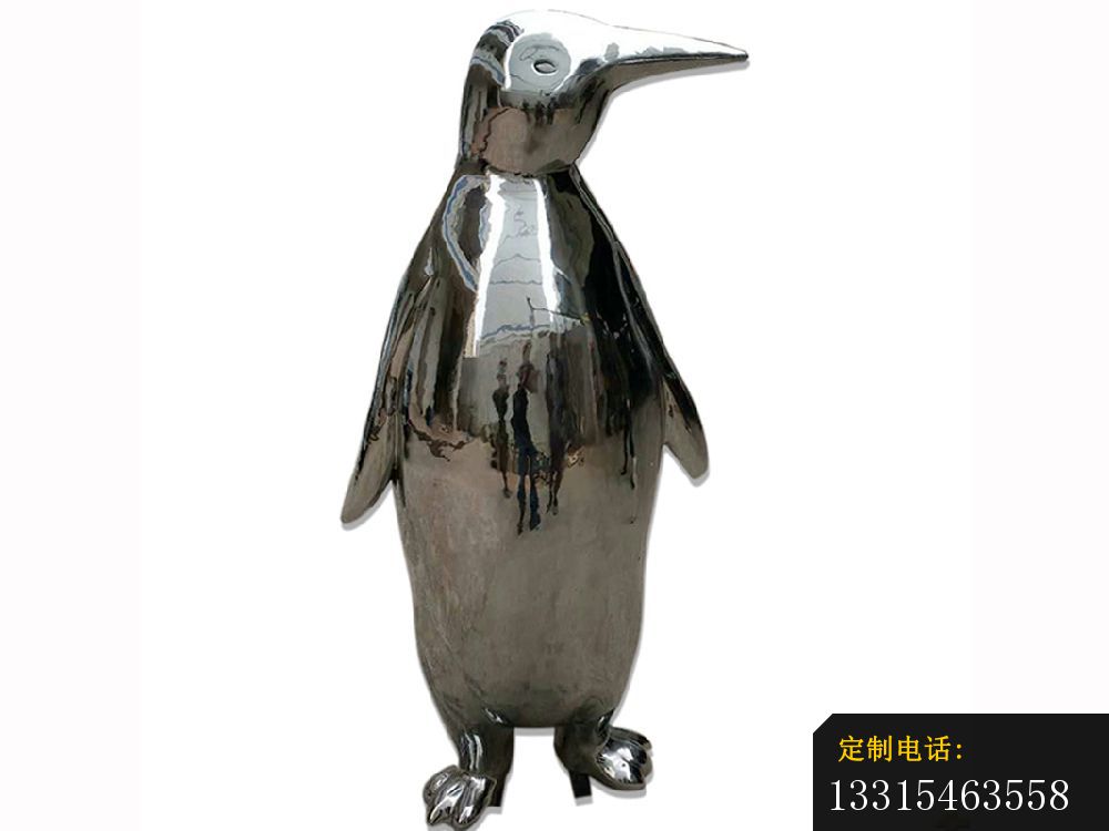 不锈钢镜面企鹅雕塑，公园景观摆件_1000*750