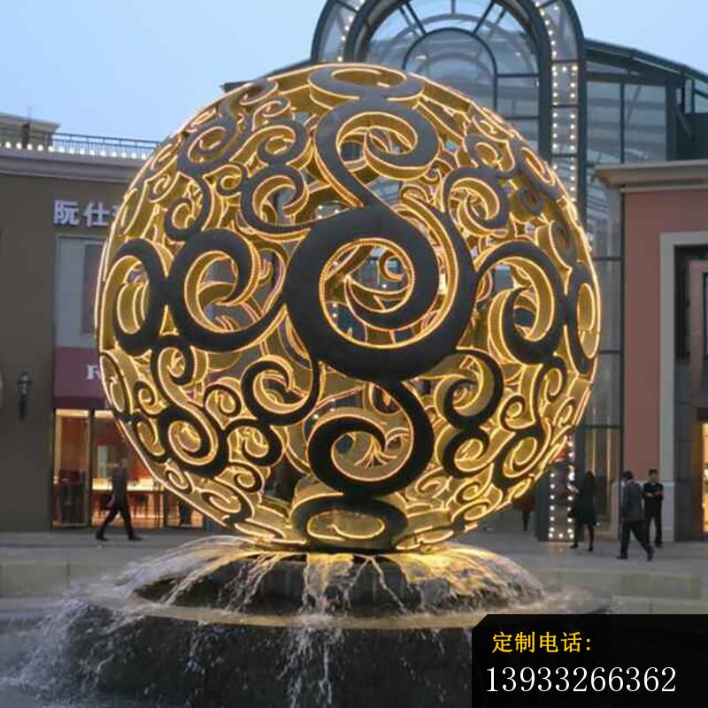 广场不锈钢发光球景观雕塑_800*800