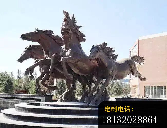 奔腾的马铜雕，广场景观雕塑_650*500