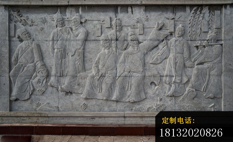 韩式一门石雕 古代人物浮雕_800*488