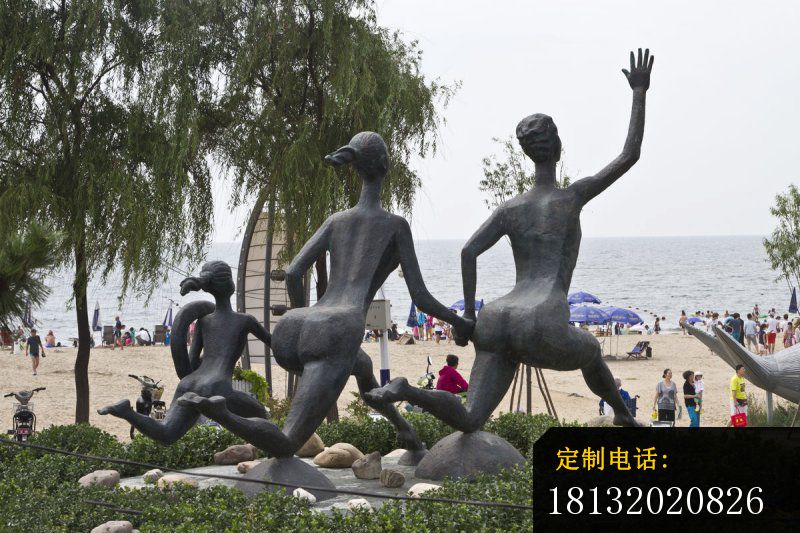 欢乐一家人铜雕 海边景观铜雕_800*533