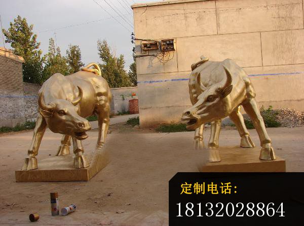玻璃钢仿铜牛，街边景观雕塑_600*445