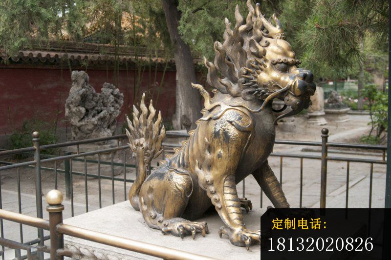 黄铜麒麟雕塑 铸铜麒麟_800*533