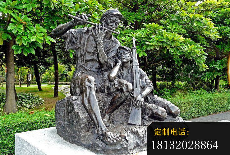 吹笛子的人物铜雕，公园人物雕塑_740*498