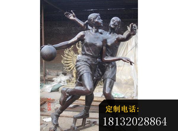 打篮球铜雕，广场景观雕塑_600*441