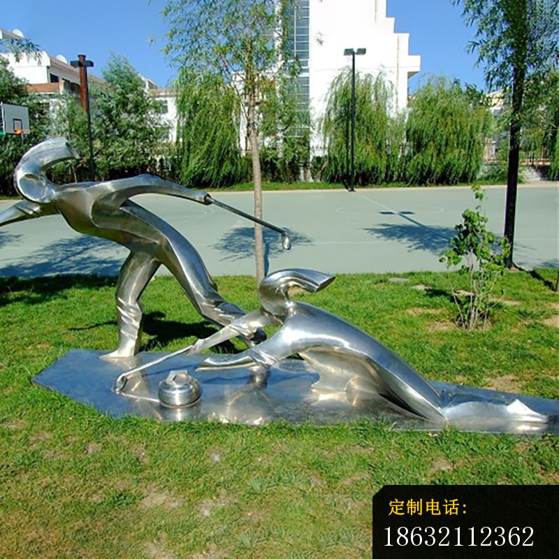 冰壶比赛雕塑，不锈钢抽象人物雕塑_800*800