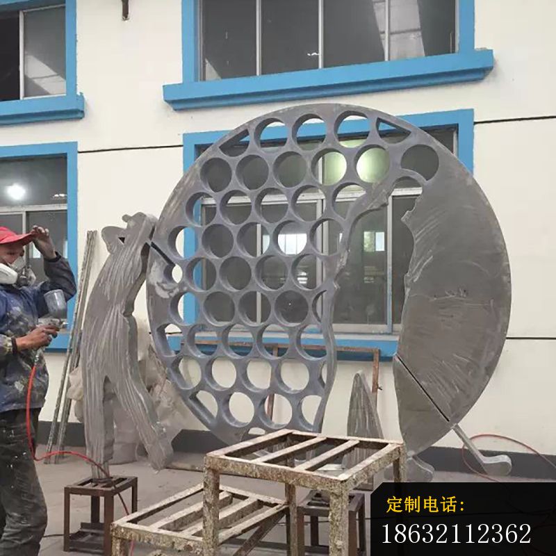 不锈钢打高尔夫球雕塑，广场不锈钢运动雕塑 (3)_800*800