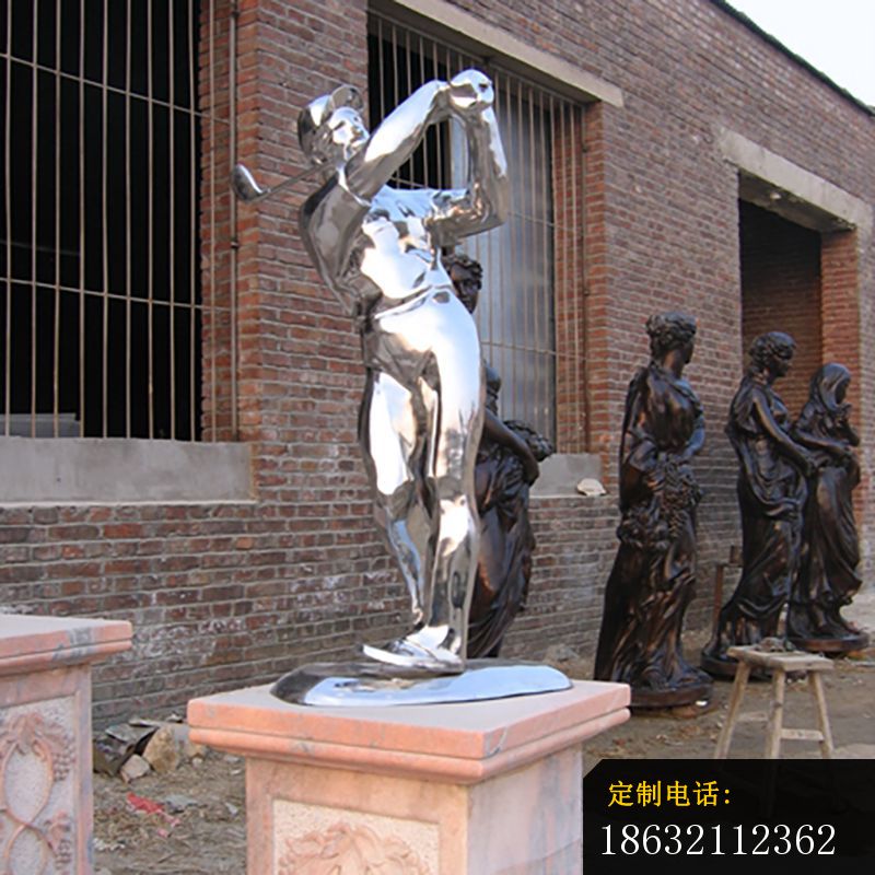 不锈钢高尔夫雕塑，不锈钢人物雕塑_800*800