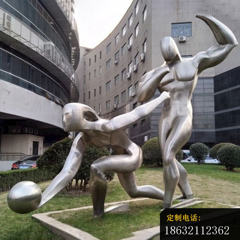 不锈钢抽象踢球  广场景观雕塑_800*800