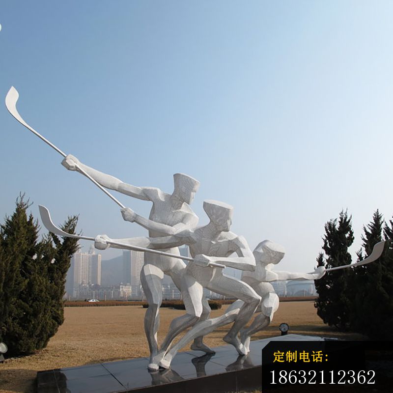 曲棍球比赛雕塑，不锈钢运动雕塑_800*800