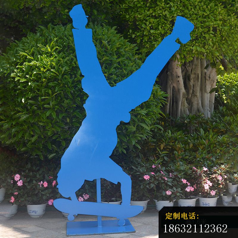 不锈钢玩滑板的剪影人物公园抽象运动人物摆件_800*800