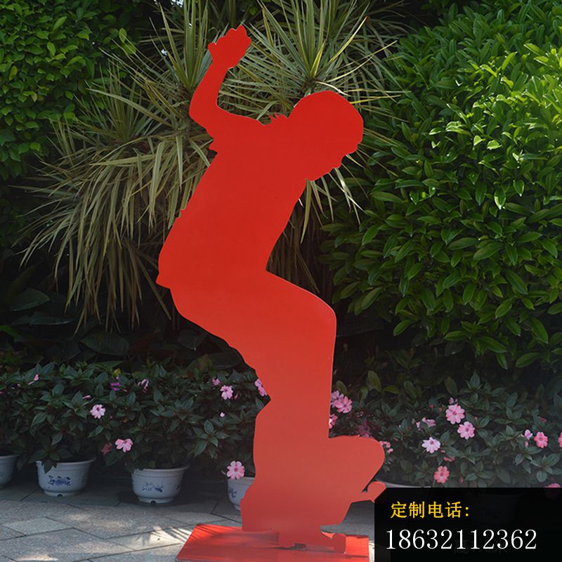 滑板男孩雕塑，不锈钢人物剪影_800*800