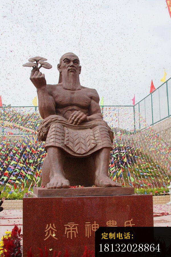 伏羲人物铜雕，古代人物雕塑_600*900