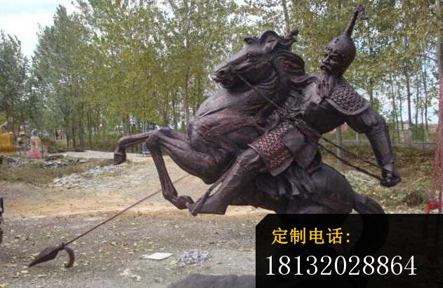 古代骑马人物铜雕，公园景观雕塑_631*411