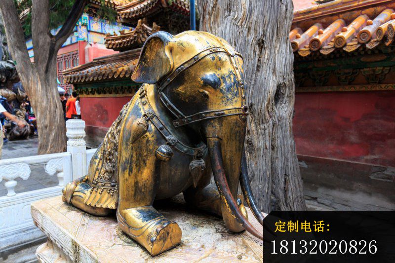 趴着的大象铜雕 动物铜雕 (2)_800*533