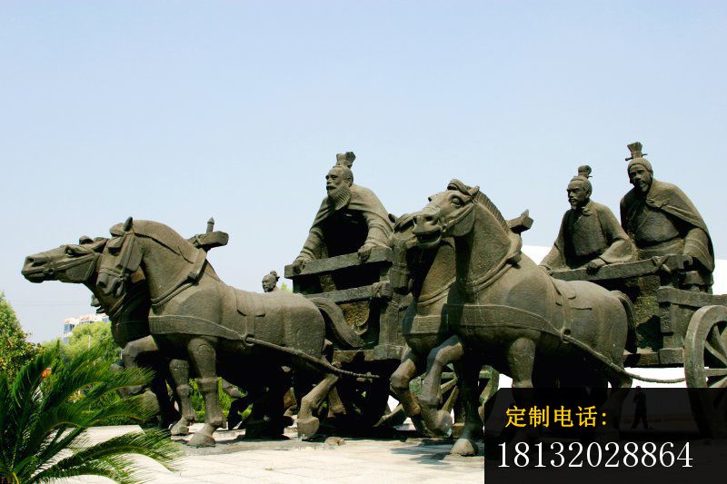 古代人物骑马车雕塑，园林景观雕塑_800*533