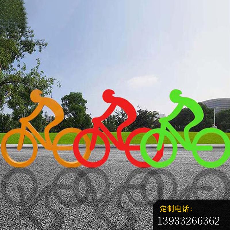 不锈钢公园单车运动人物景观雕塑_800*800