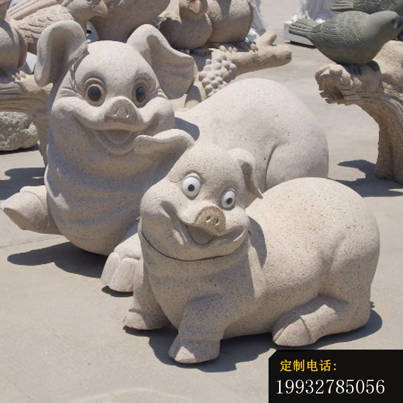 卡通小猪石雕，公园动物雕塑 (1)_800*800