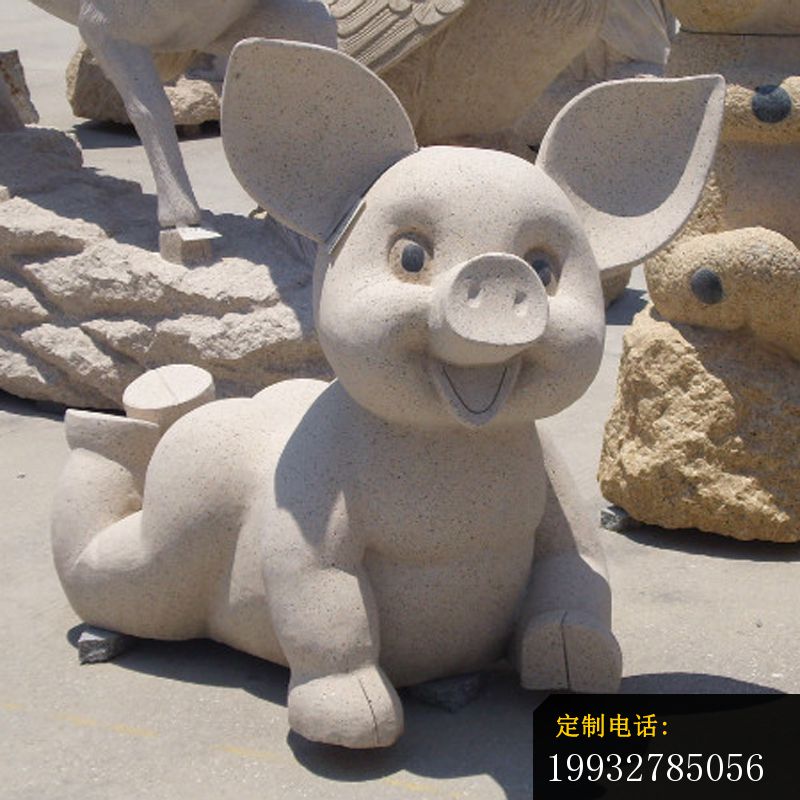 卡通小猪石雕，公园动物雕塑 (2)_800*800