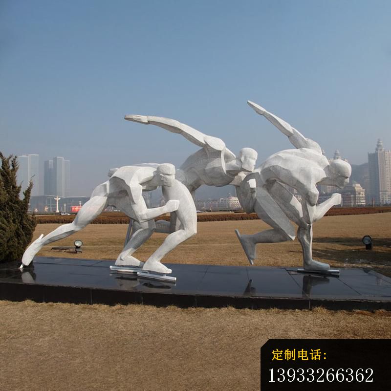 公园不锈钢滑冰运动人物雕塑_800*800