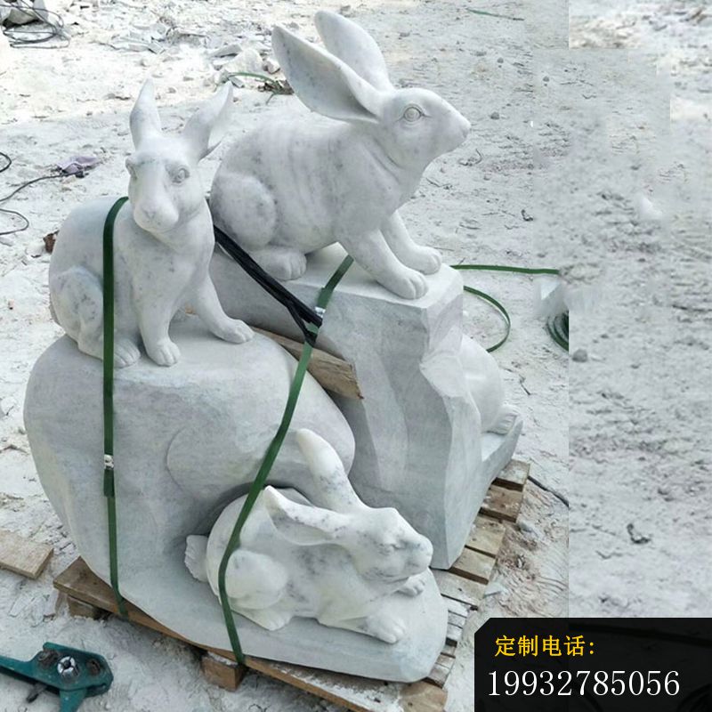 石雕兔子，大理石公园动物雕塑 (1)_800*800