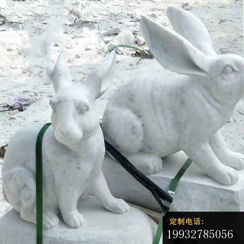 石雕兔子，大理石公园动物雕塑 (2)_800*800