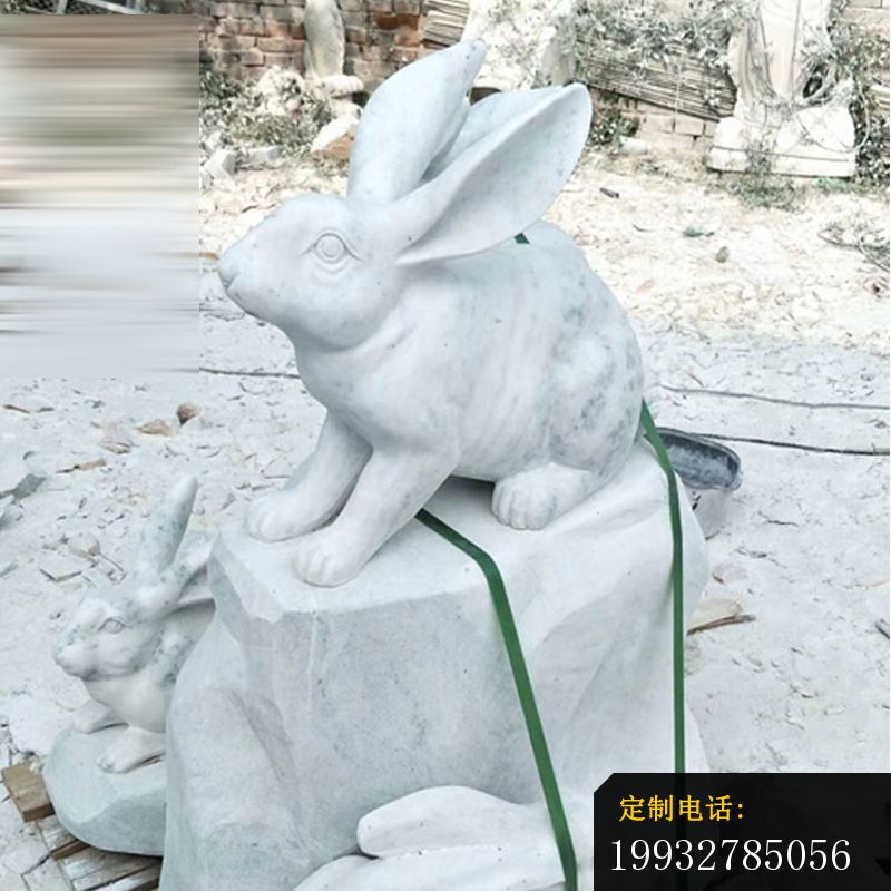 石雕兔子，大理石公园动物雕塑 (4)_800*800