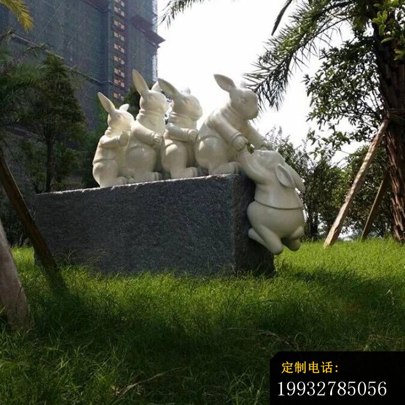 小兔子石雕，公园小品石雕，景观石雕 (1)_800*800