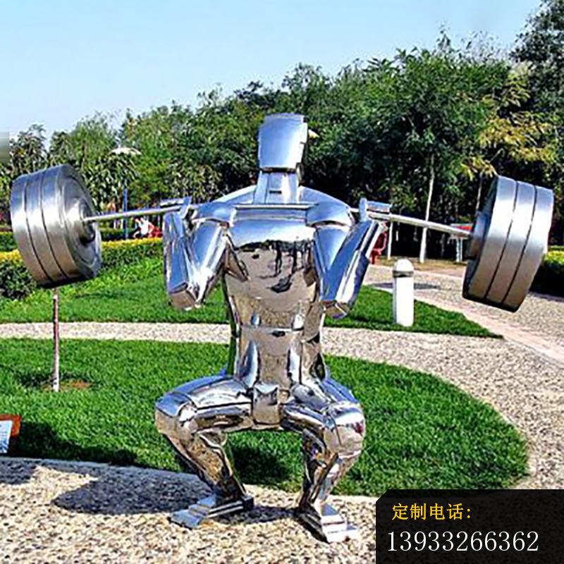 公园不锈钢镜面举重运动人物雕塑_800*800