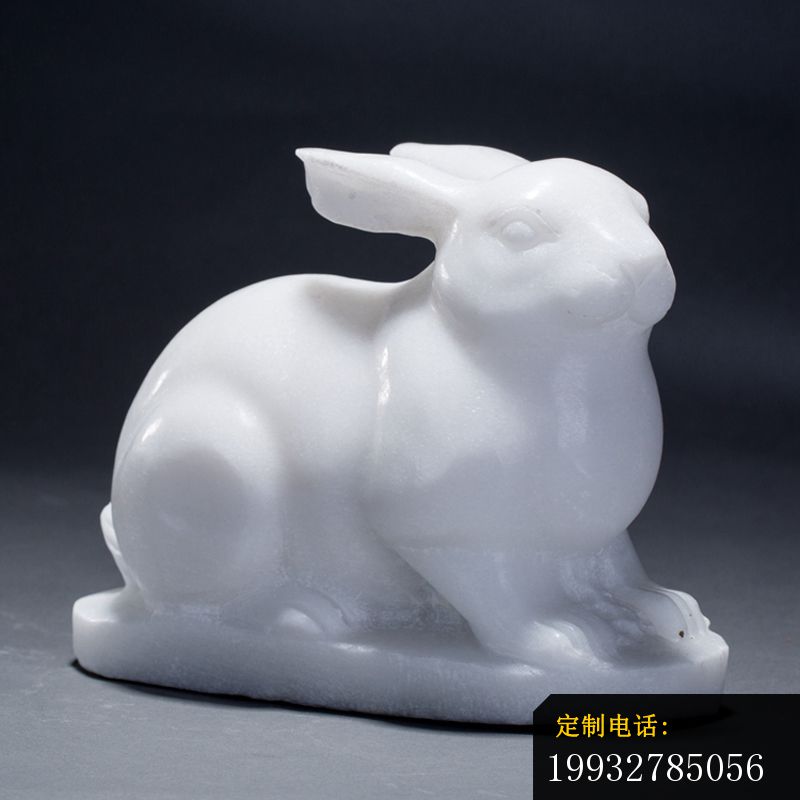 玉兔石雕，汉白玉动物雕塑_800*800
