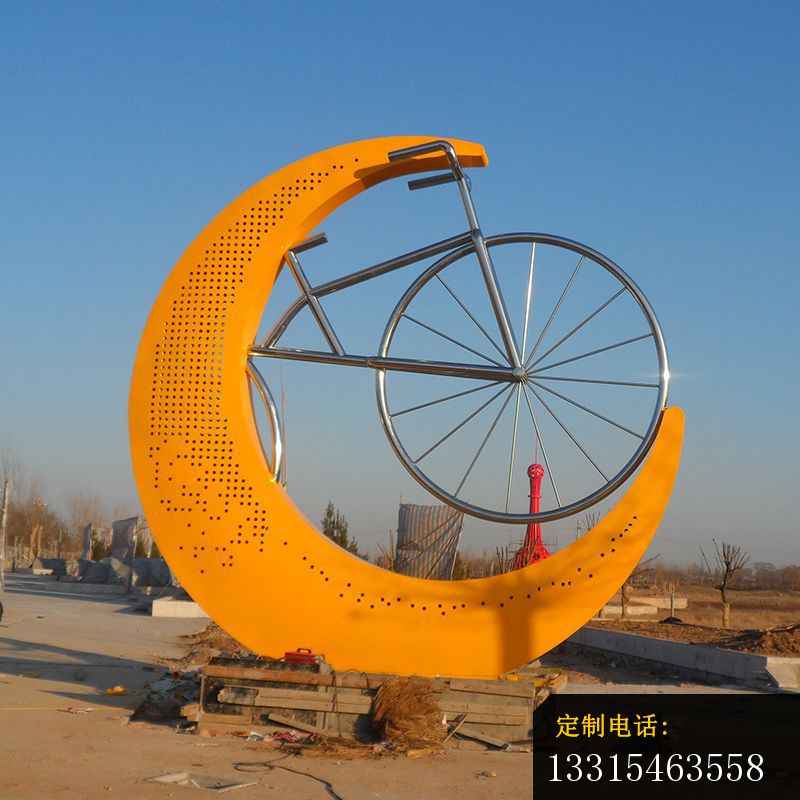 不锈钢公园自行车景观雕塑_800*800