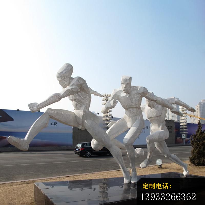 公园不锈钢踢足球景观雕塑_800*800